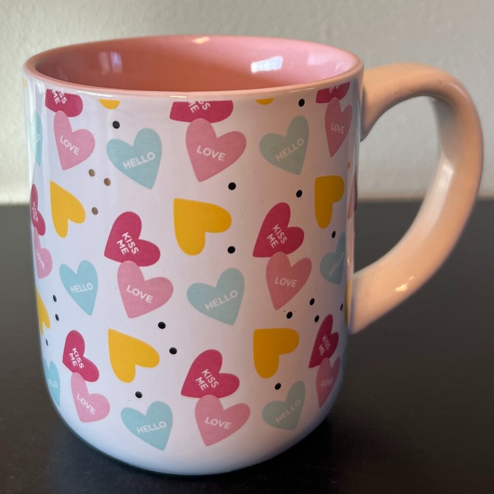 Roobee by mara-mi LOVE IS SWEET Candy Kiss Me Hearts Mug Valentines Day Gift Cup
